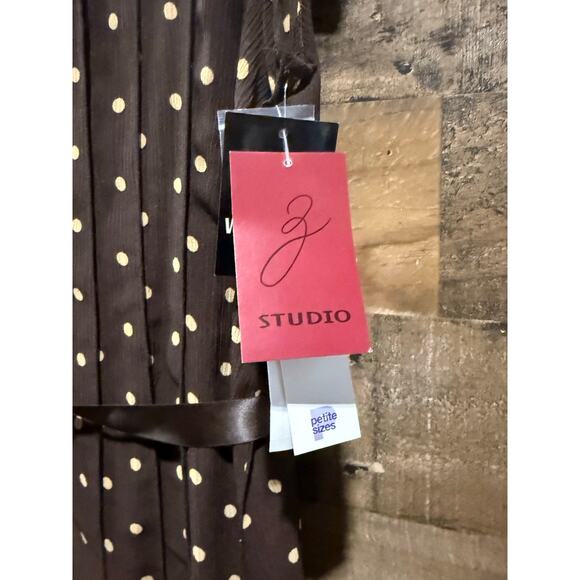 Jessica Howard Brown w/ White Polka Dots Sleeveless Midi Dress - S16P - Picture 3 of 8